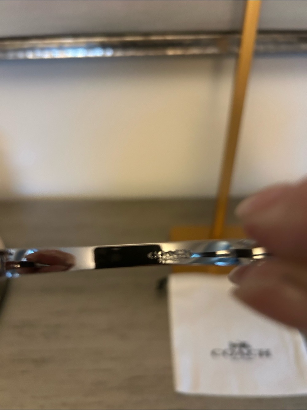 COACH Signature CC & Crystal Accents Hinged Bangle Bracelet w Dust bag - Picture 3 of 13